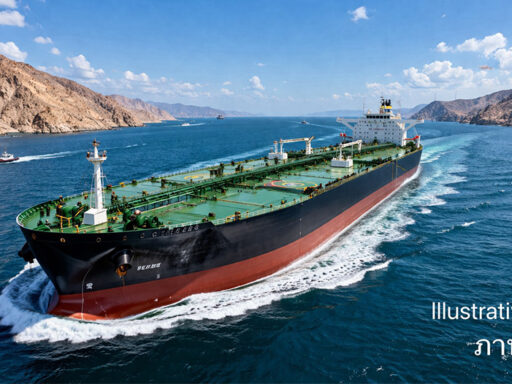 การขนส่งน้ำมันของบางจากผ่านช่องแคบ Hormuz ท่ามกลางความเสี่ยงภูมิรัฐศาสตร์และ supply chain – SD Perspectives : ESG & Business Strategy Media in Thailand Oil tanker passing through the Strait of Hormuz as Bangchak secures energy supply amid geopolitical risks – SD Perspectives : ESG & Business Strategy Media in Thailand