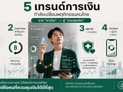 อินโฟกราฟิก 5 เทรนด์การเงินคนไทย 2569 เน้นเงินเหลือ Cash Flow สุขภาพ FinTech และ Financial Freedom สะท้อนการเปลี่ยนจากหาเงินสู่ควบคุมเงิ