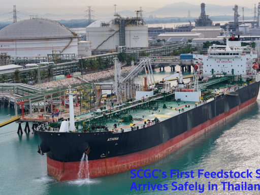 SCGC executives welcome the company’s first naphtha feedstock shipment arriving safely in Thailand, reflecting feedstock security and petrochemical supply chain resilience strategy