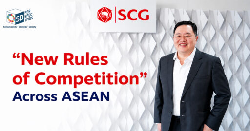 SCG executive discussing emerging New Rules of Competition across ASEAN industries, focusing on AI, regional competitiveness, green transformation and long-term business strategy.