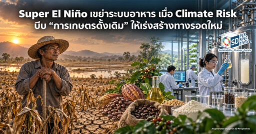 Super El Niño กำลังซ้ำเติมระบบเกษตรที่เปราะบางจากภัยแล้ง ต้นทุนปุ๋ย และความผันผวนของห่วงโซ่อุปทาน ทำให้เทคโนโลยีอาหารในระบบควบคุม เช่น Bioreactor และ Precision Fermentation ถูกมองเป็นอีกทางเลือกในการเสริมความมั่นคงทางอาหาร โดยไม่ใช่การแทนที่เกษตรแบบดั้งเดิมทั้งหมด SD Perspectives : ESG & Business Strategy Media in Thailand
